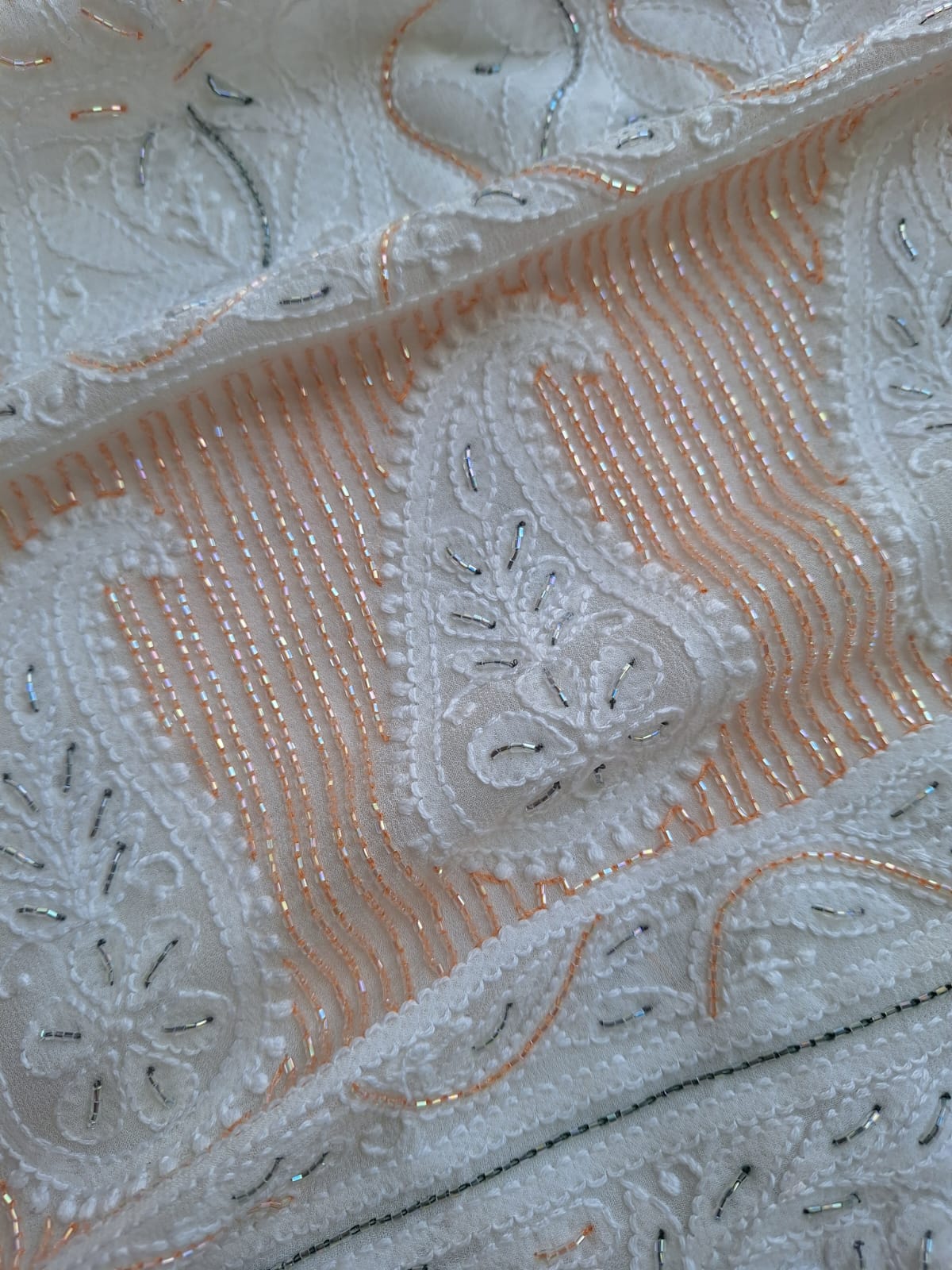 Dyeable Viscose Georgette Kurta and dupatta with Chikan and Cutdan