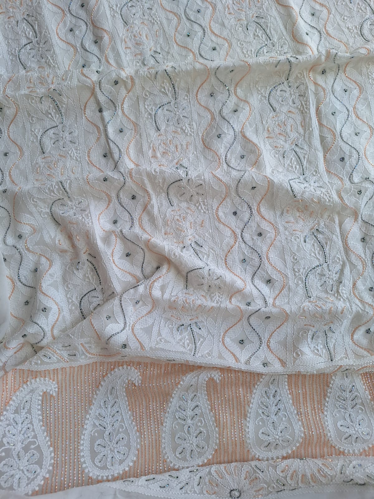 Dyeable Viscose Georgette Kurta and dupatta with Chikan and Cutdan