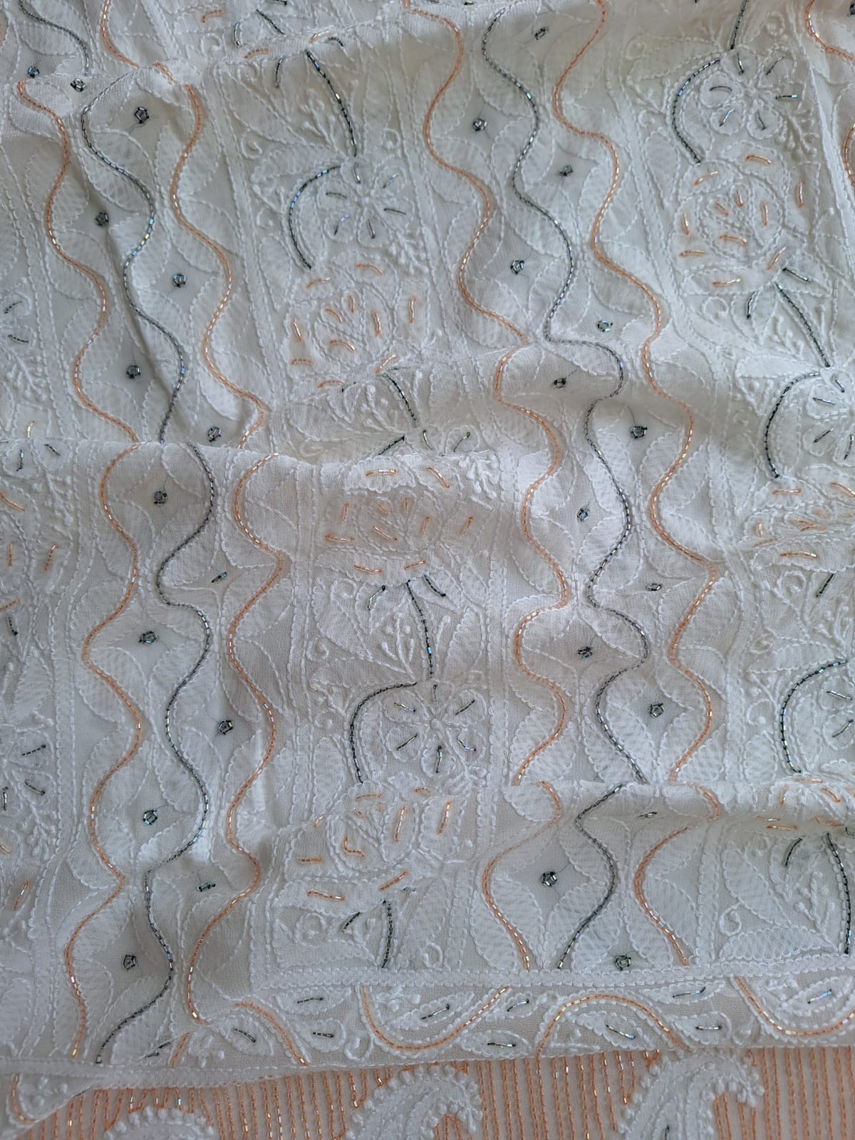 Dyeable Viscose Georgette Kurta and dupatta with Chikan and Cutdan