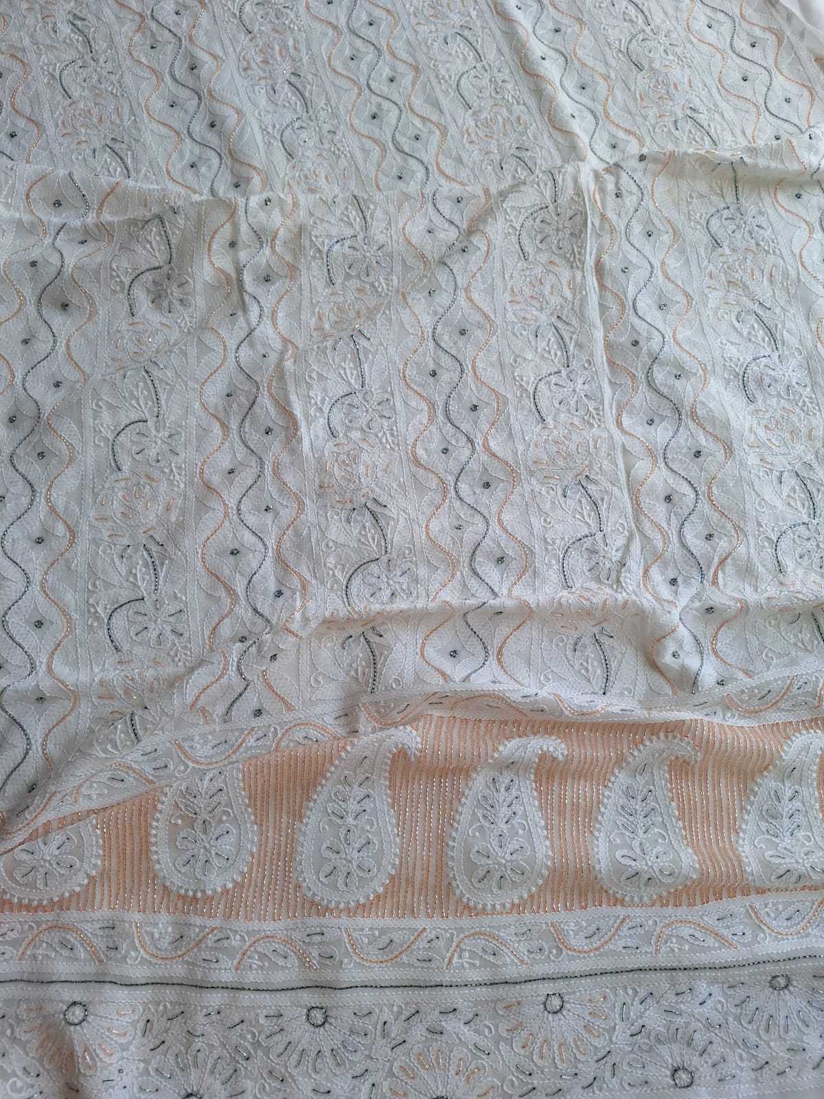 Dyeable Viscose Georgette Kurta and dupatta with Chikan and Cutdan