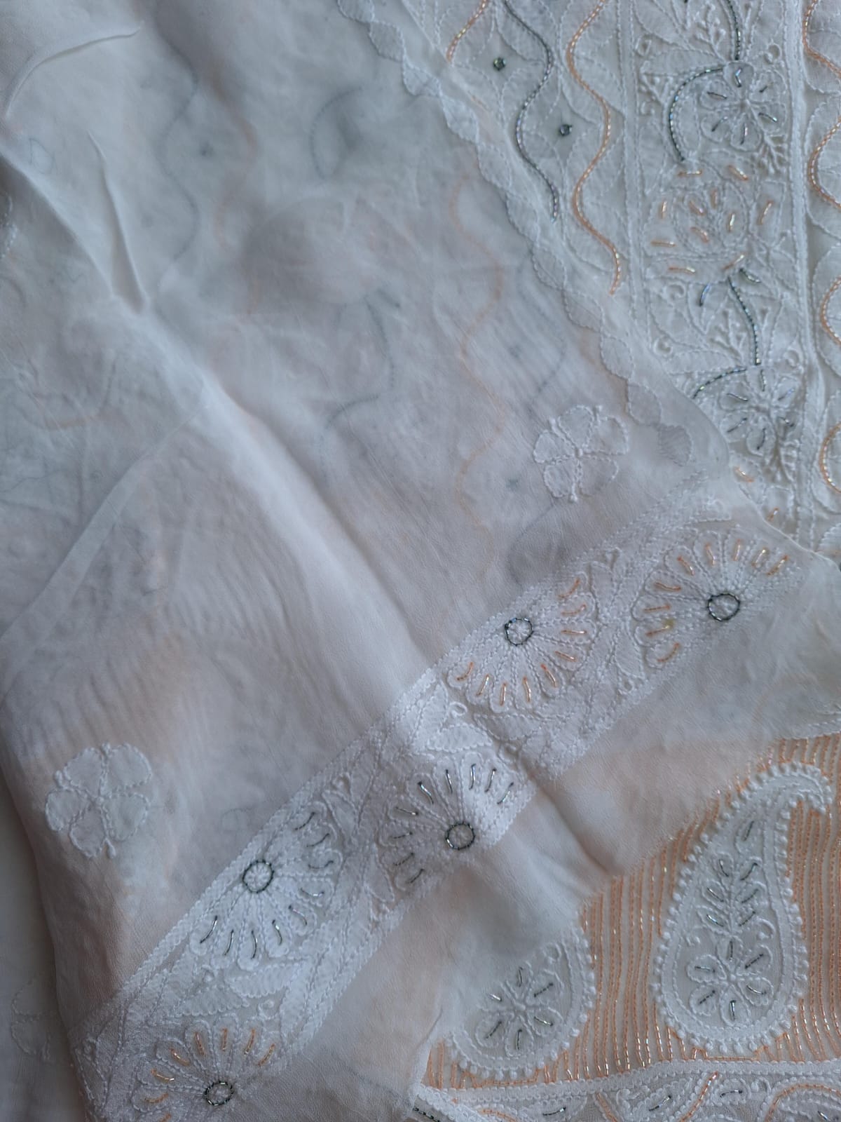 Dyeable Viscose Georgette Kurta and dupatta with Chikan and Cutdan