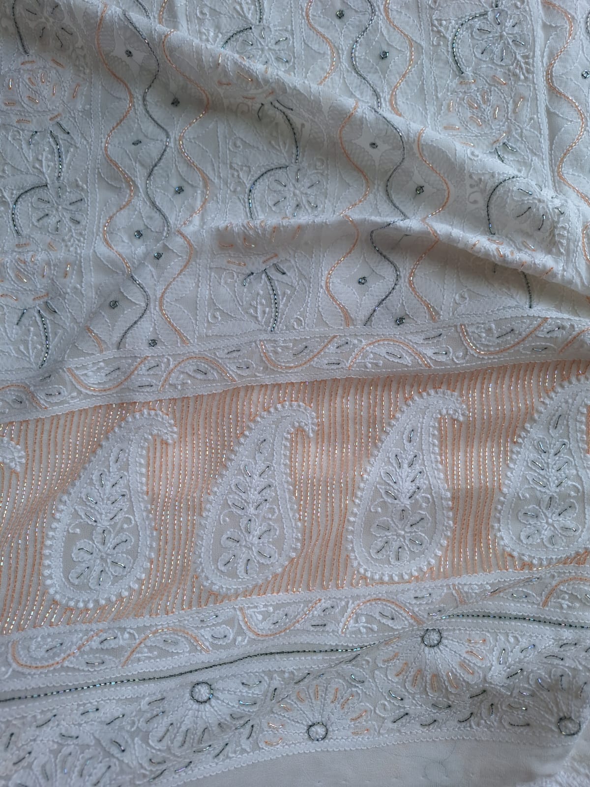 Dyeable Viscose Georgette Kurta and dupatta with Chikan and Cutdan