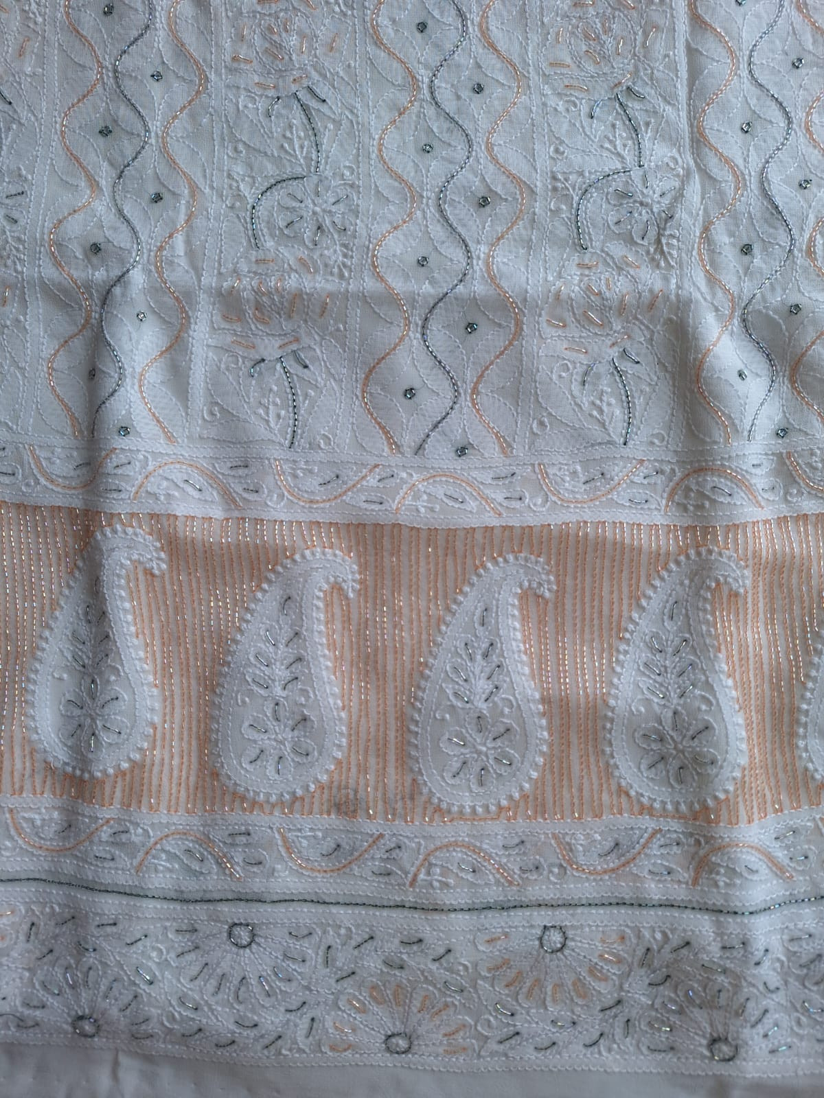 Dyeable Viscose Georgette Kurta and dupatta with Chikan and Cutdan