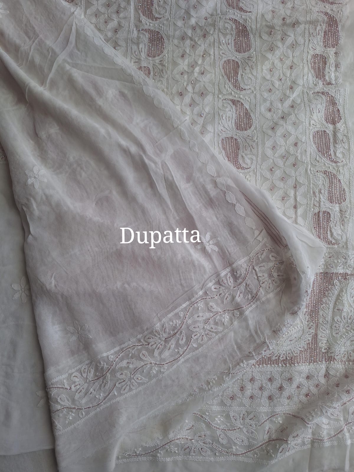 Premium Viscose Georgette kurta and dupatta set with Chikankari and Cutdana work