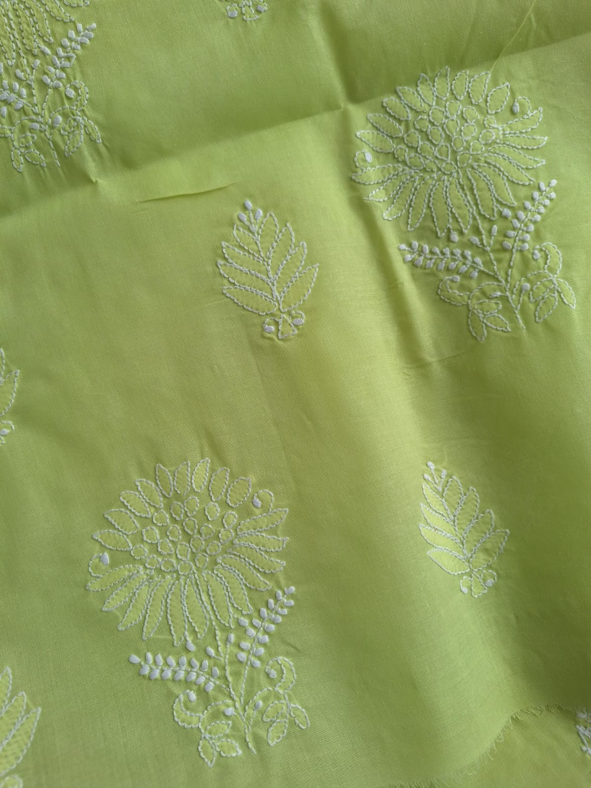 Green Cotton Hand embroidered  full set