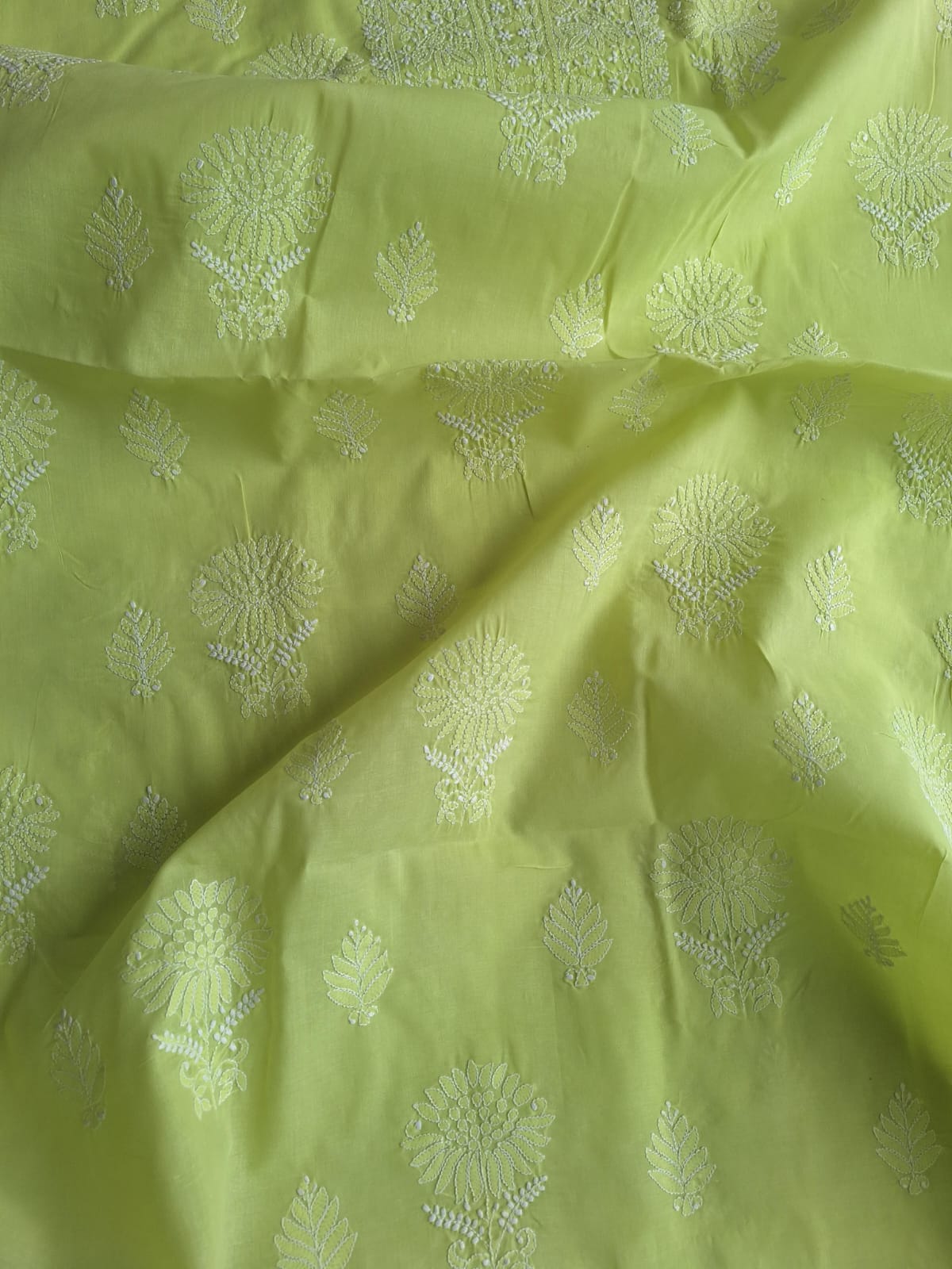 Green Cotton Hand embroidered  full set