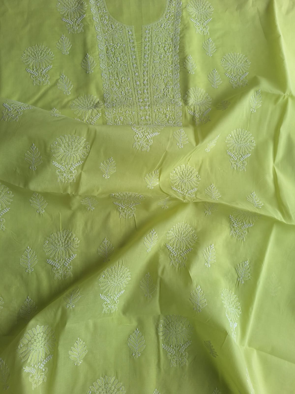 Green Cotton Hand embroidered  full set