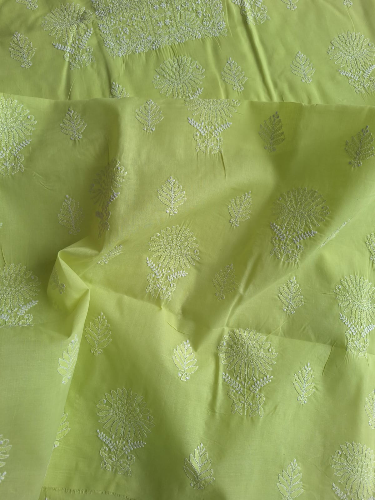 Green Cotton Hand embroidered  full set
