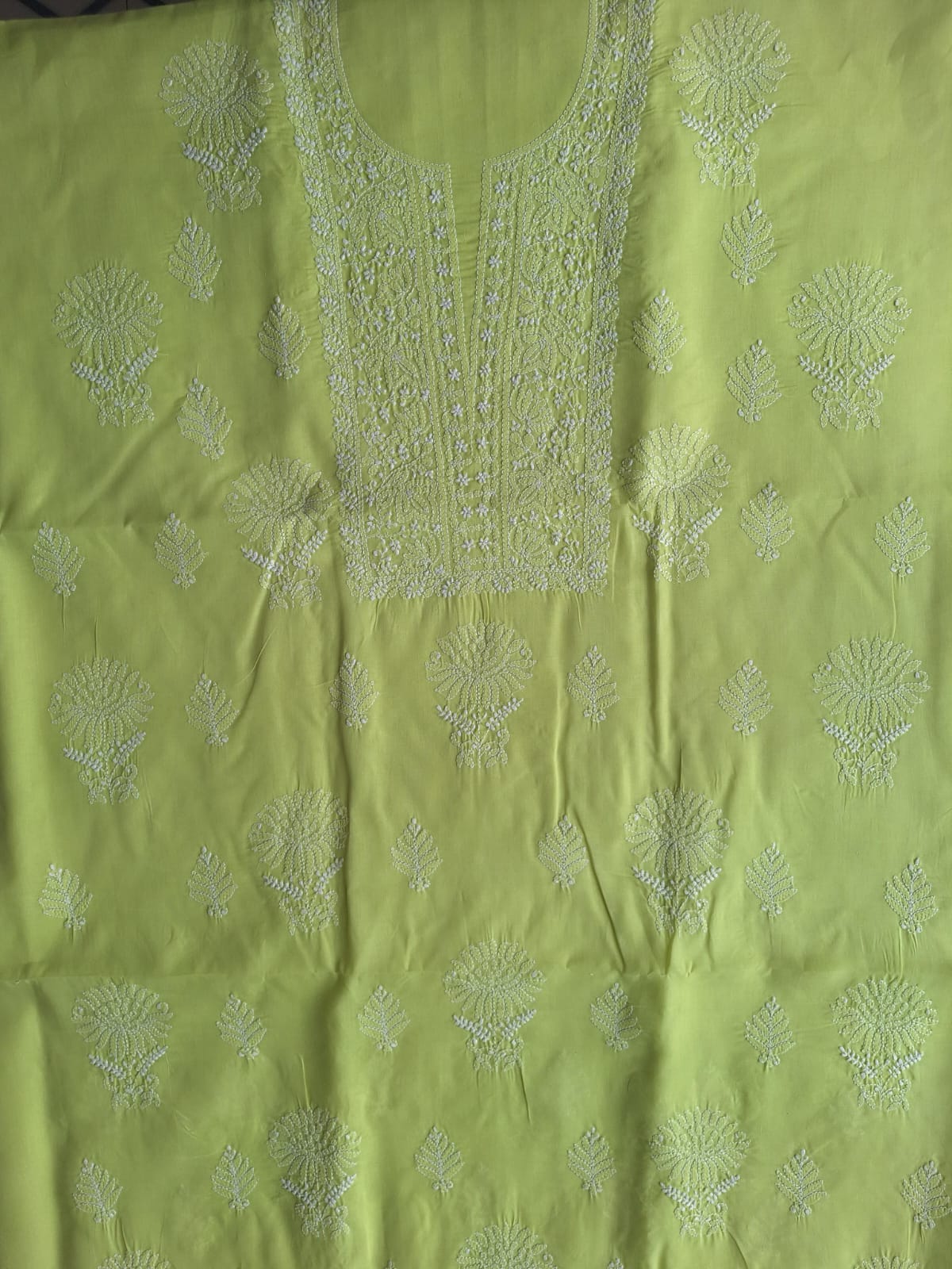 Green Cotton Hand embroidered  full set