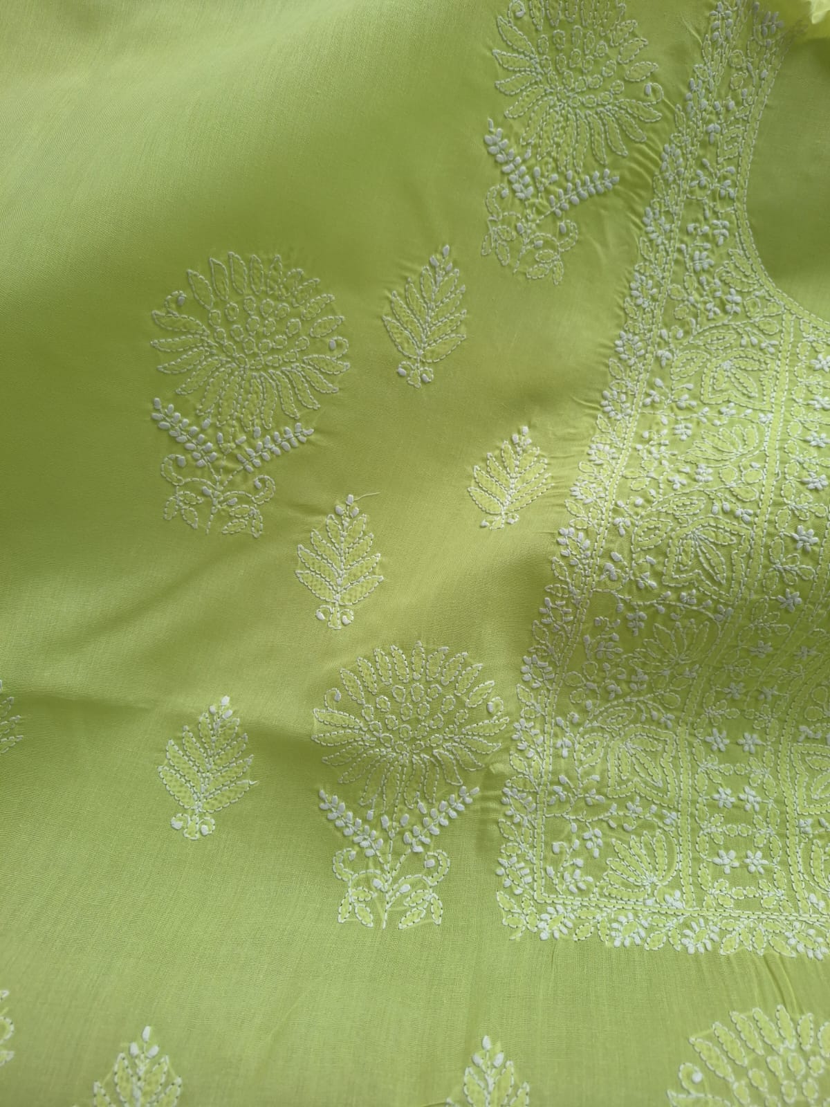 Green Cotton Hand embroidered  full set