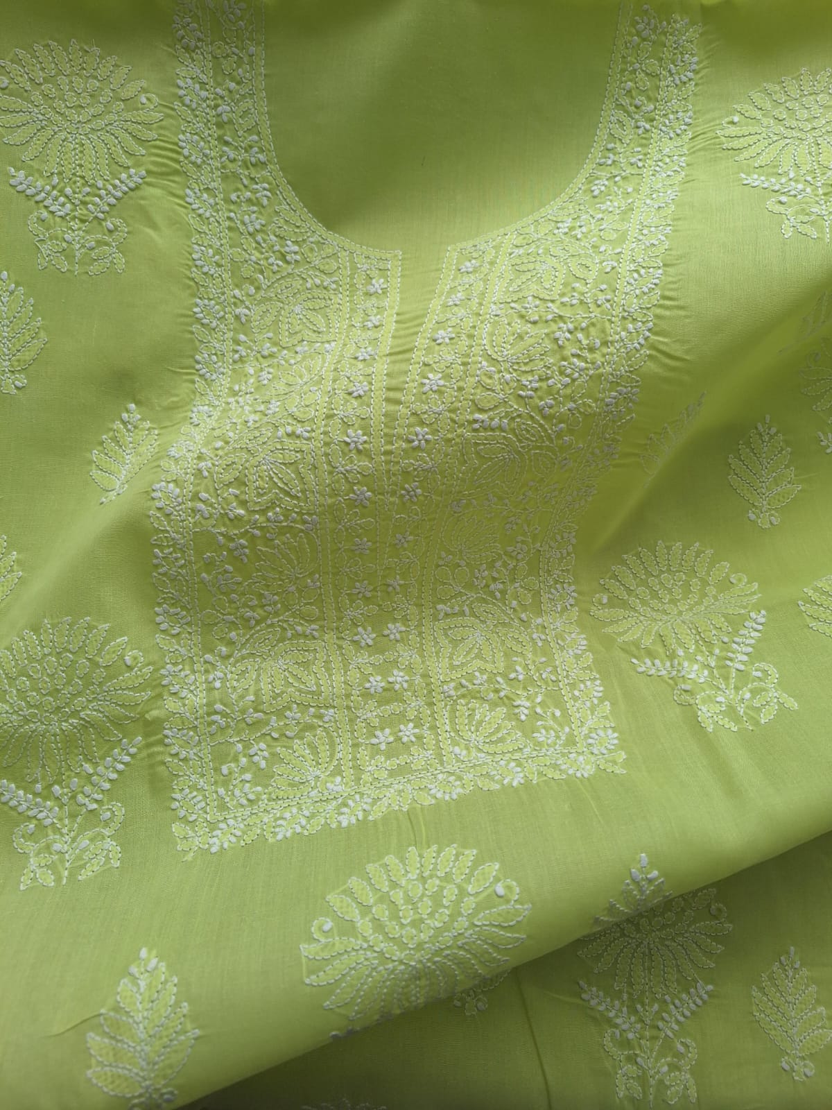 Green Cotton Hand embroidered  full set