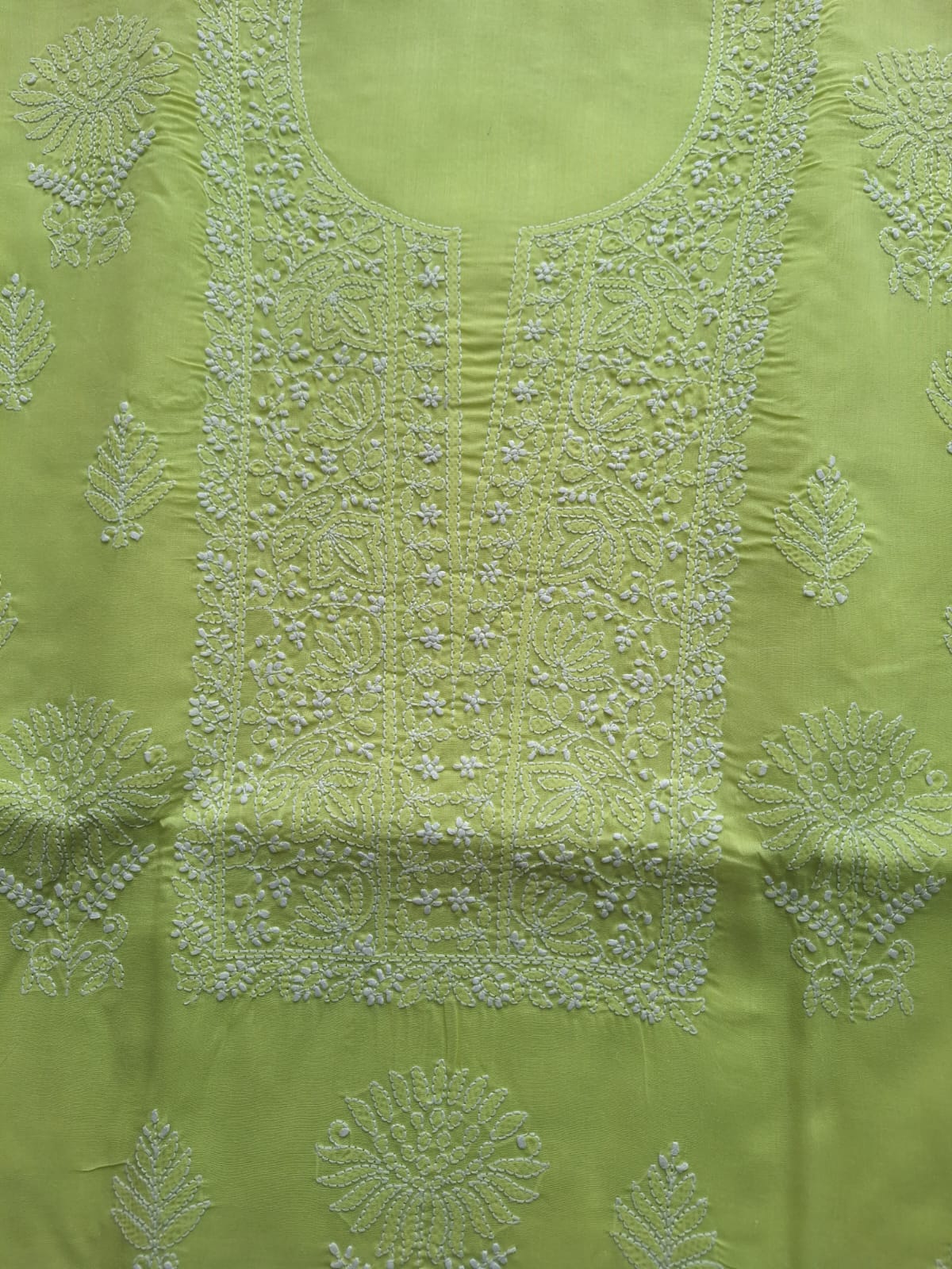 Green Cotton Hand embroidered  full set