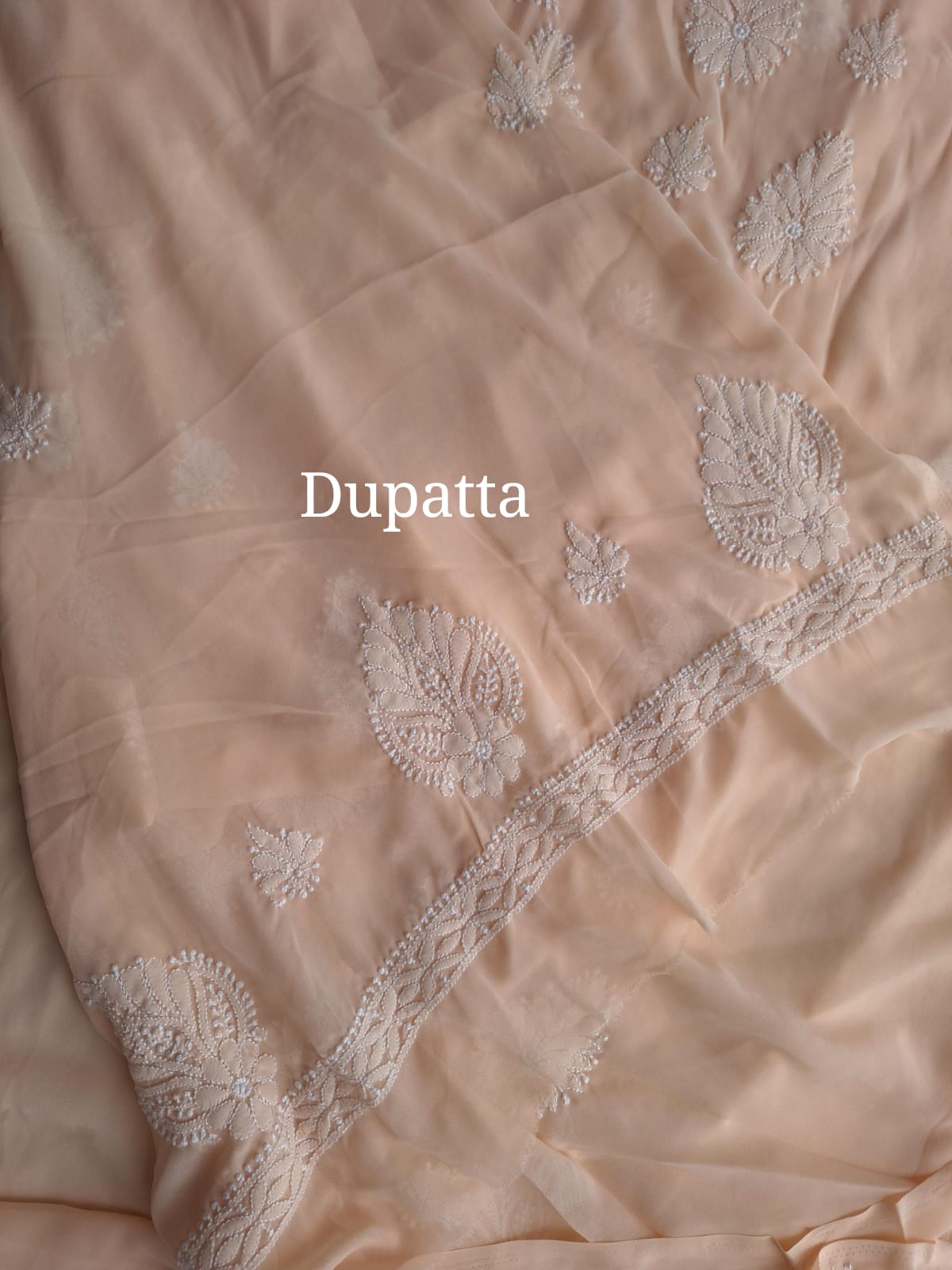 Peach Georgette Suit with Beautiful Chikankari
