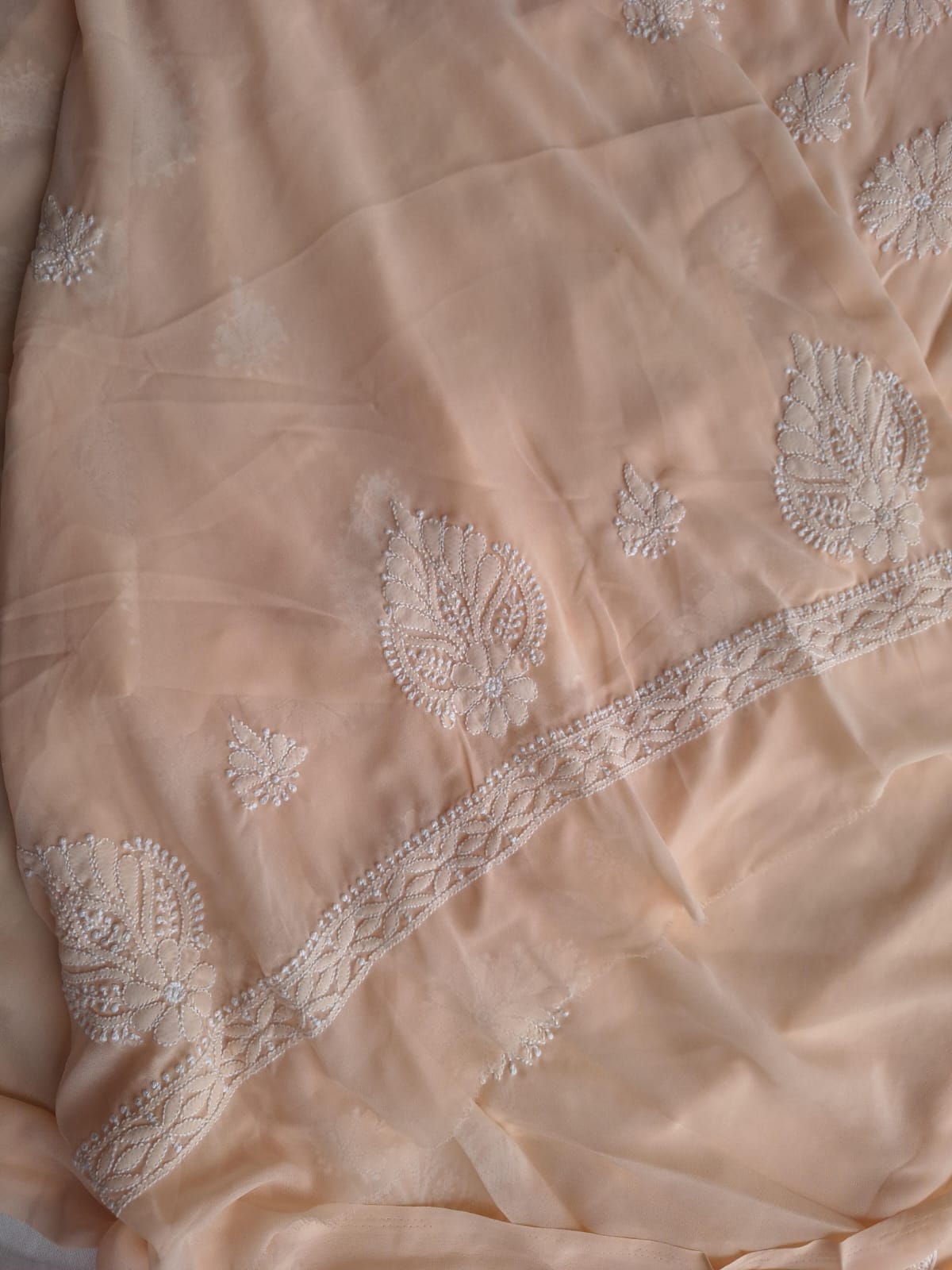 Peach Georgette Suit with Beautiful Chikankari