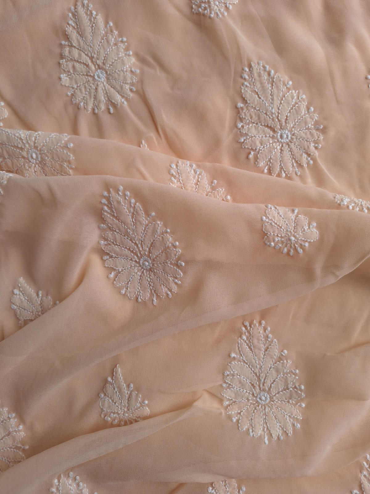 Peach Georgette Suit with Beautiful Chikankari