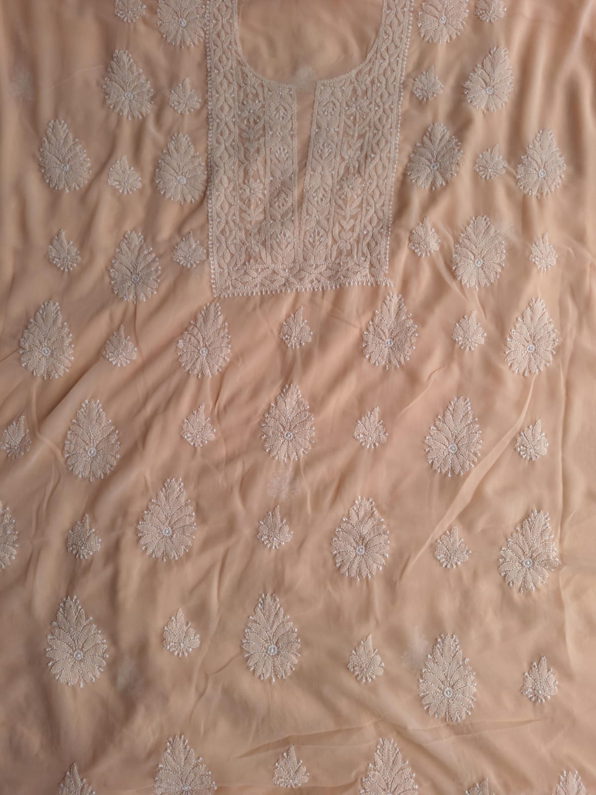 Peach Georgette Suit with Beautiful Chikankari