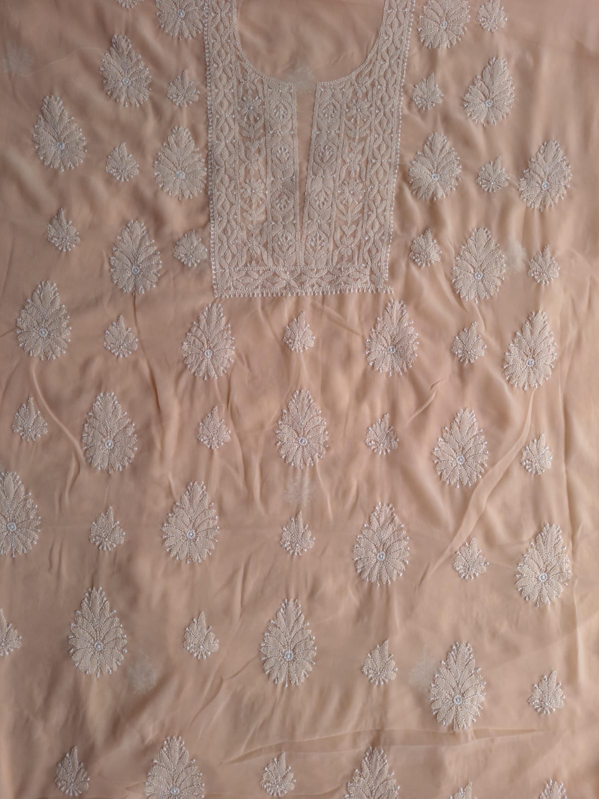 Peach Georgette Suit with Beautiful Chikankari