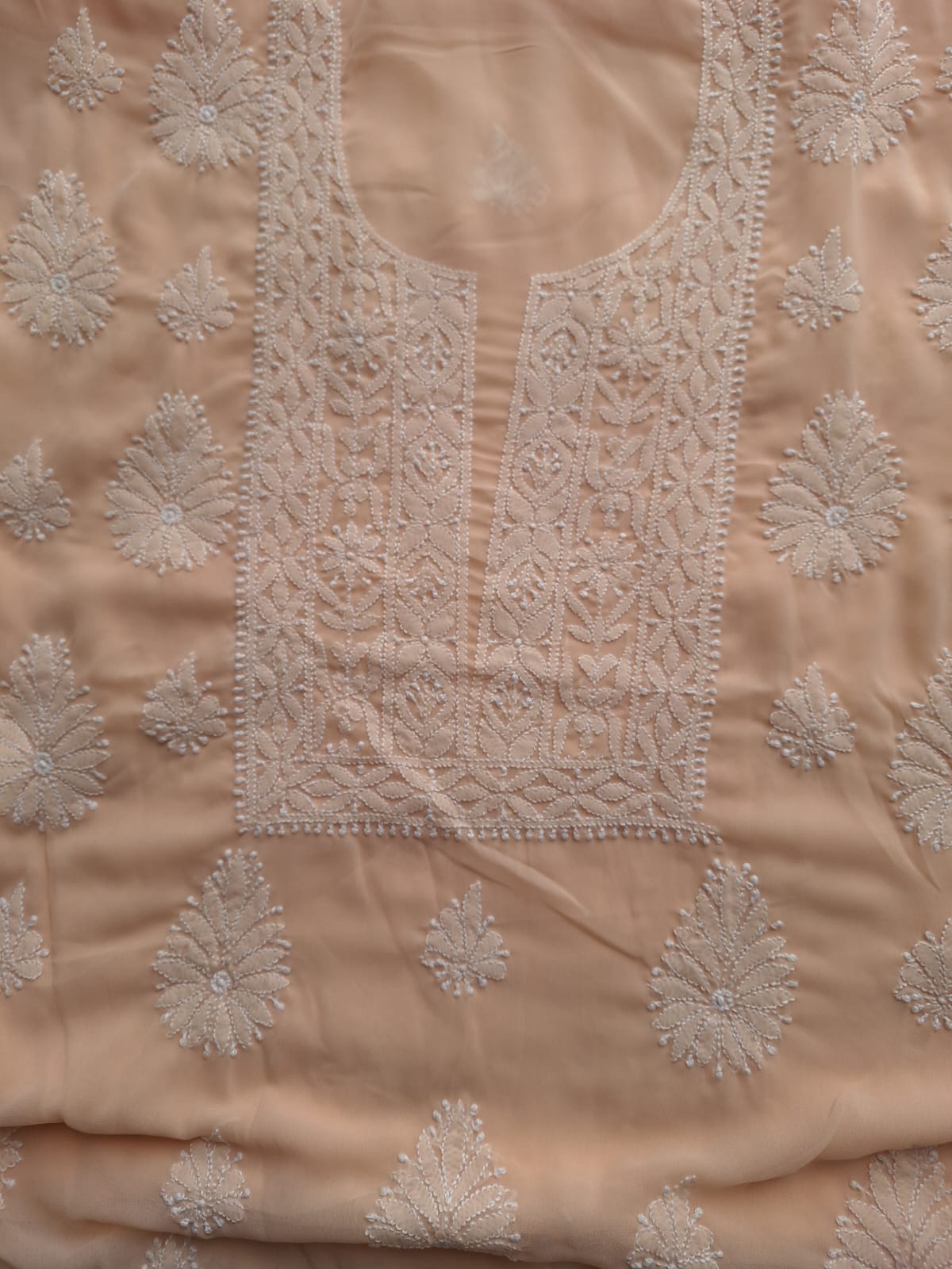 Peach Georgette Suit with Beautiful Chikankari