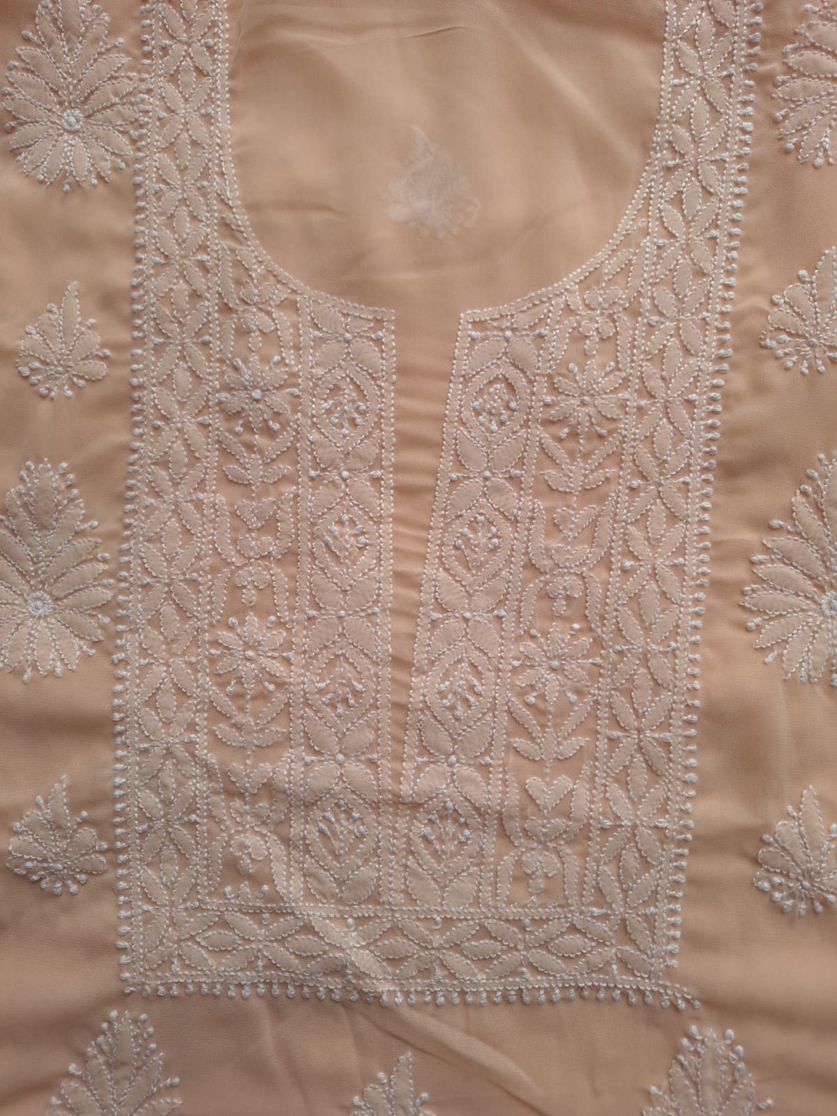 Peach Georgette Suit with Beautiful Chikankari