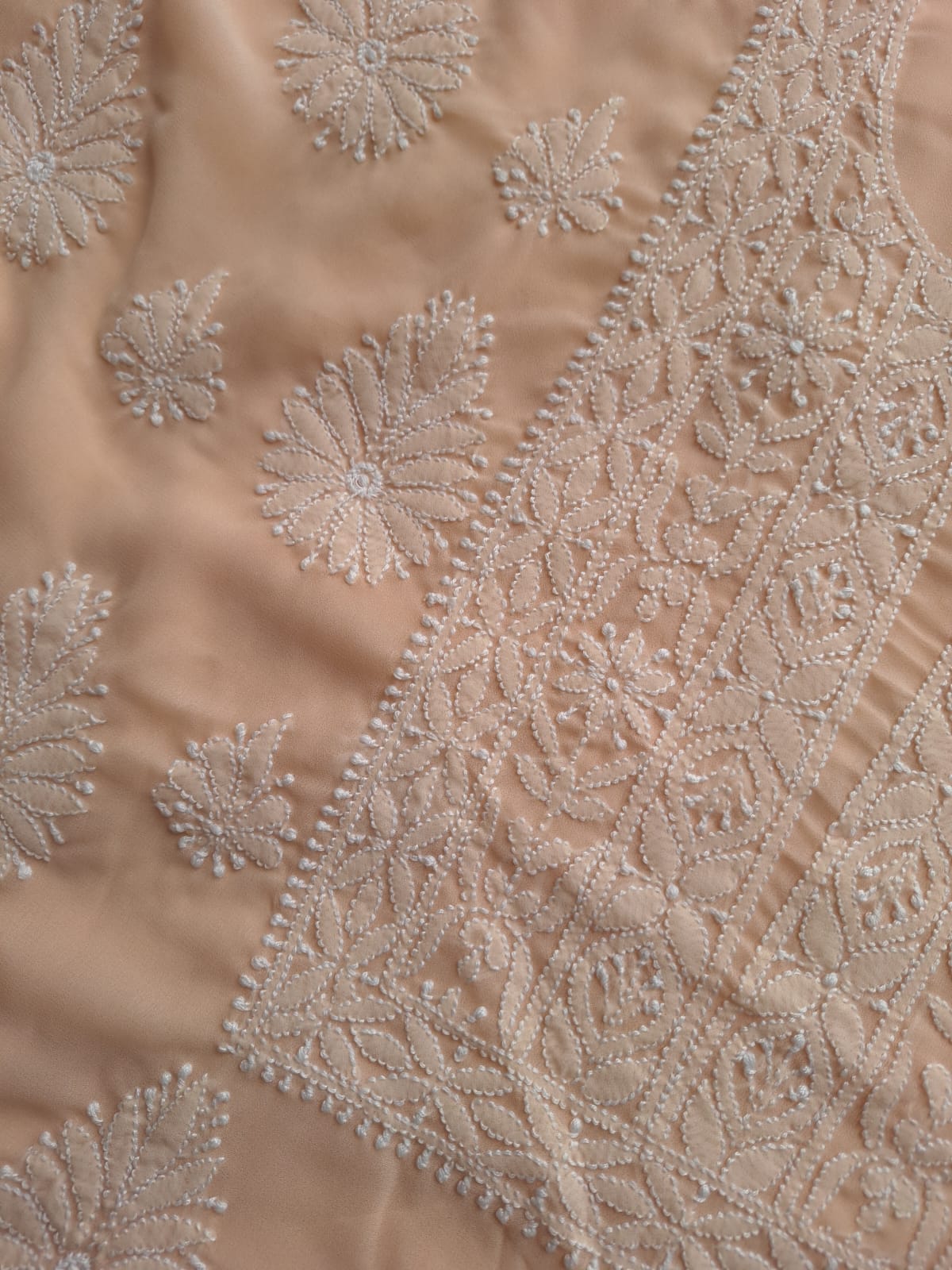 Peach Georgette Suit with Beautiful Chikankari