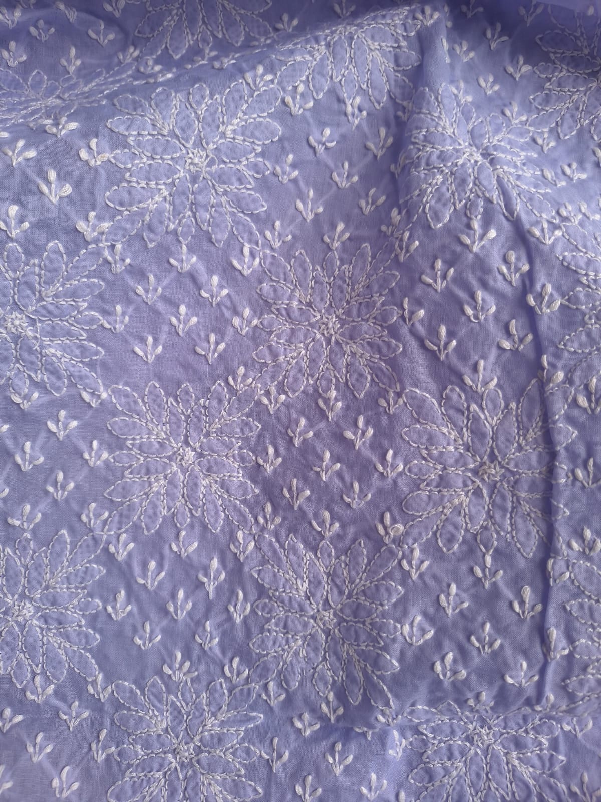 Lavender Cotton Hand Embroidered Kurta Fabric