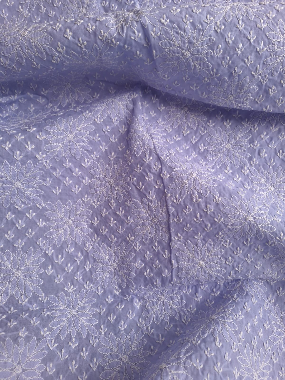 Lavender Cotton Hand Embroidered Kurta Fabric