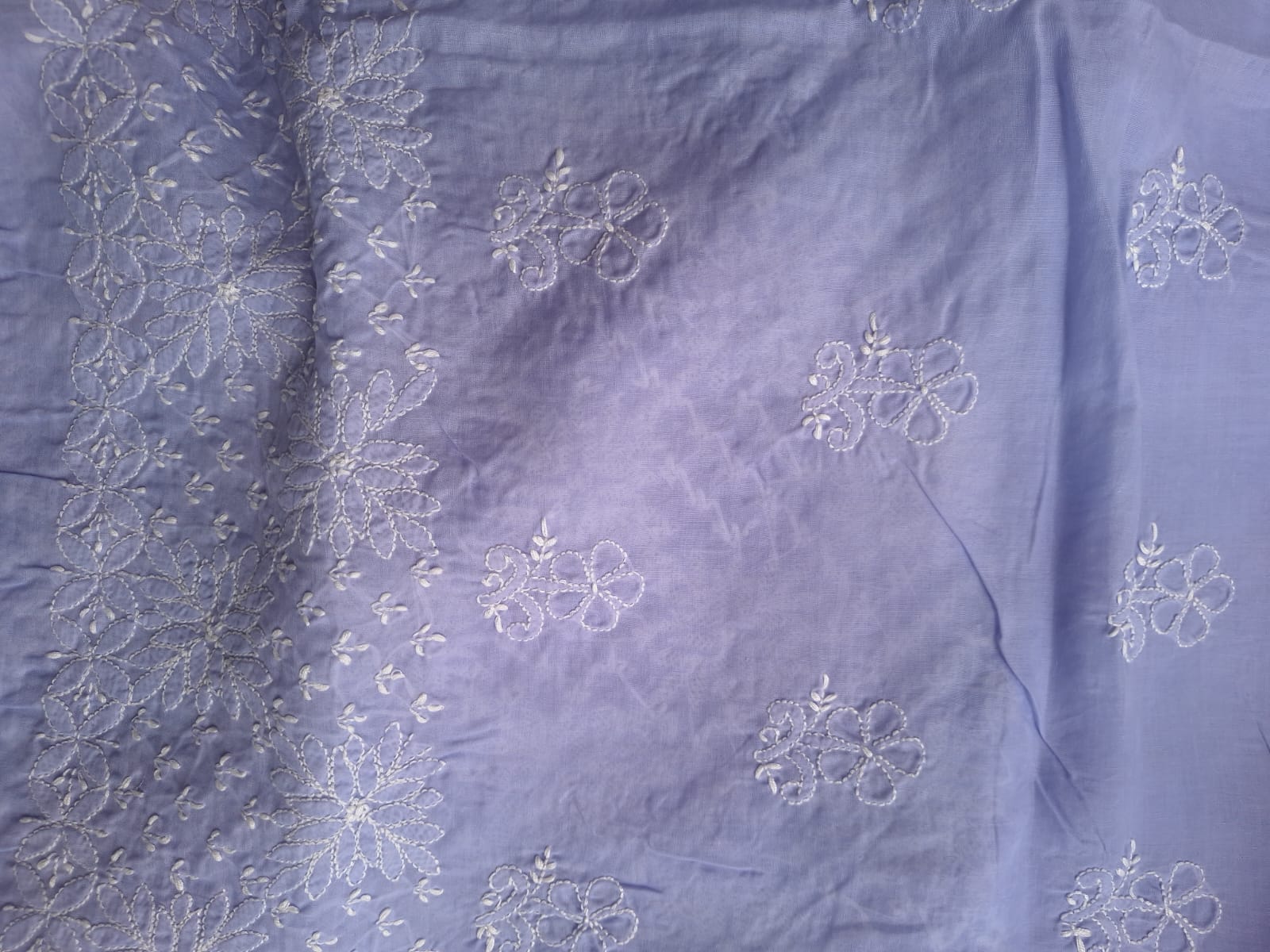 Lavender Cotton Hand Embroidered Kurta Fabric