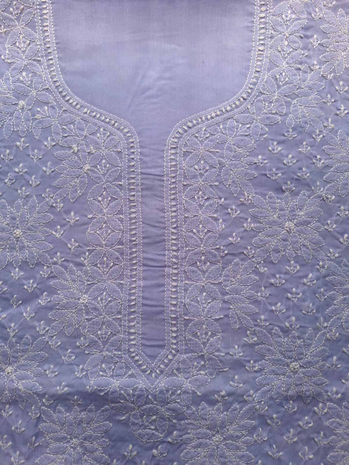 Lavender Cotton Hand Embroidered Kurta Fabric