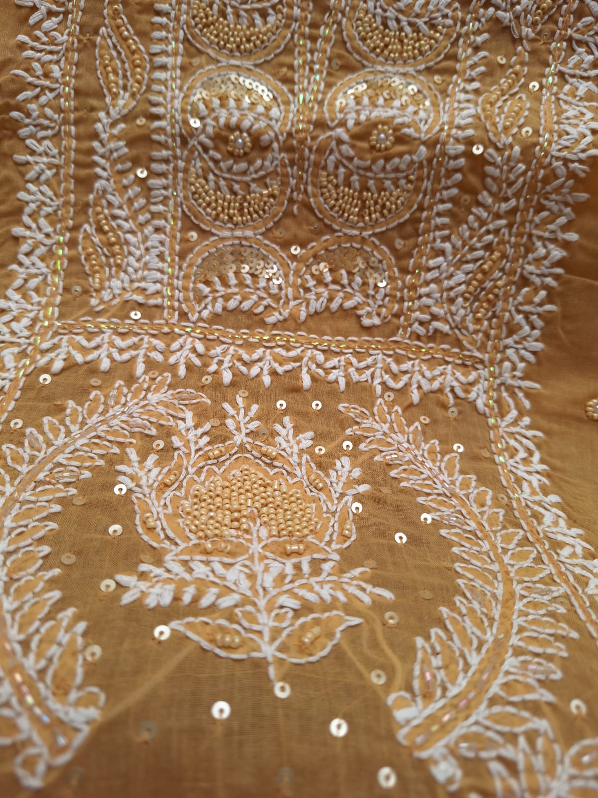 Mustard Color cotton Full suit with handwork