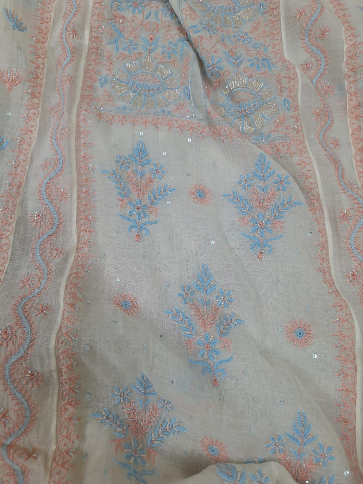 Premium Mul Chanderi Chikankari kurta Dupatta