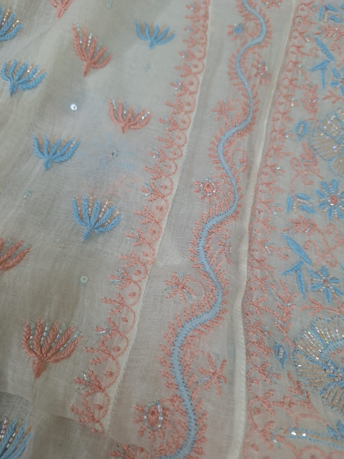 Premium Mul Chanderi Chikankari kurta  Dupatta