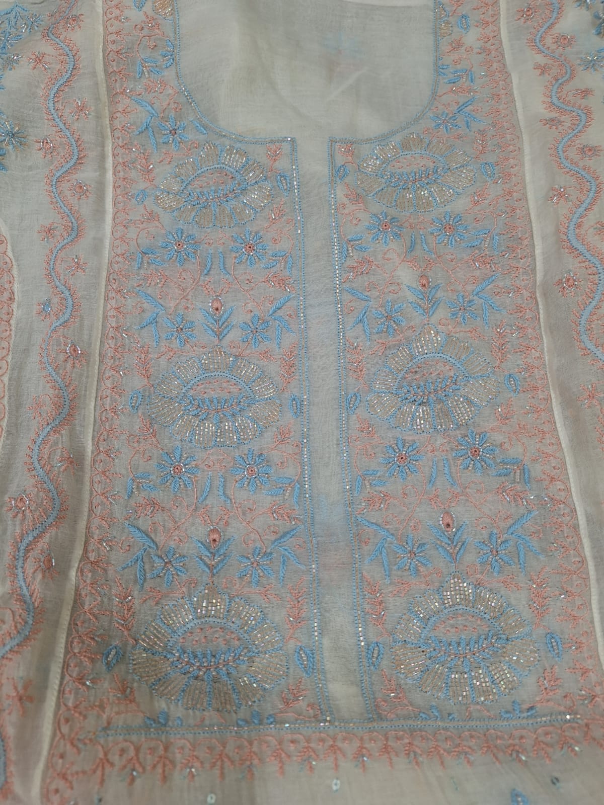 Premium Mul Chanderi Chikankari kurta  Dupatta