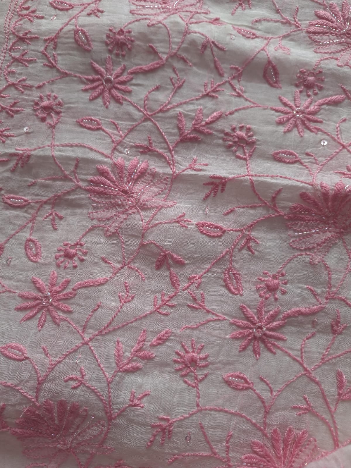 Mul Chanderi kurta dupatta with Fine chikankari and Embellishment