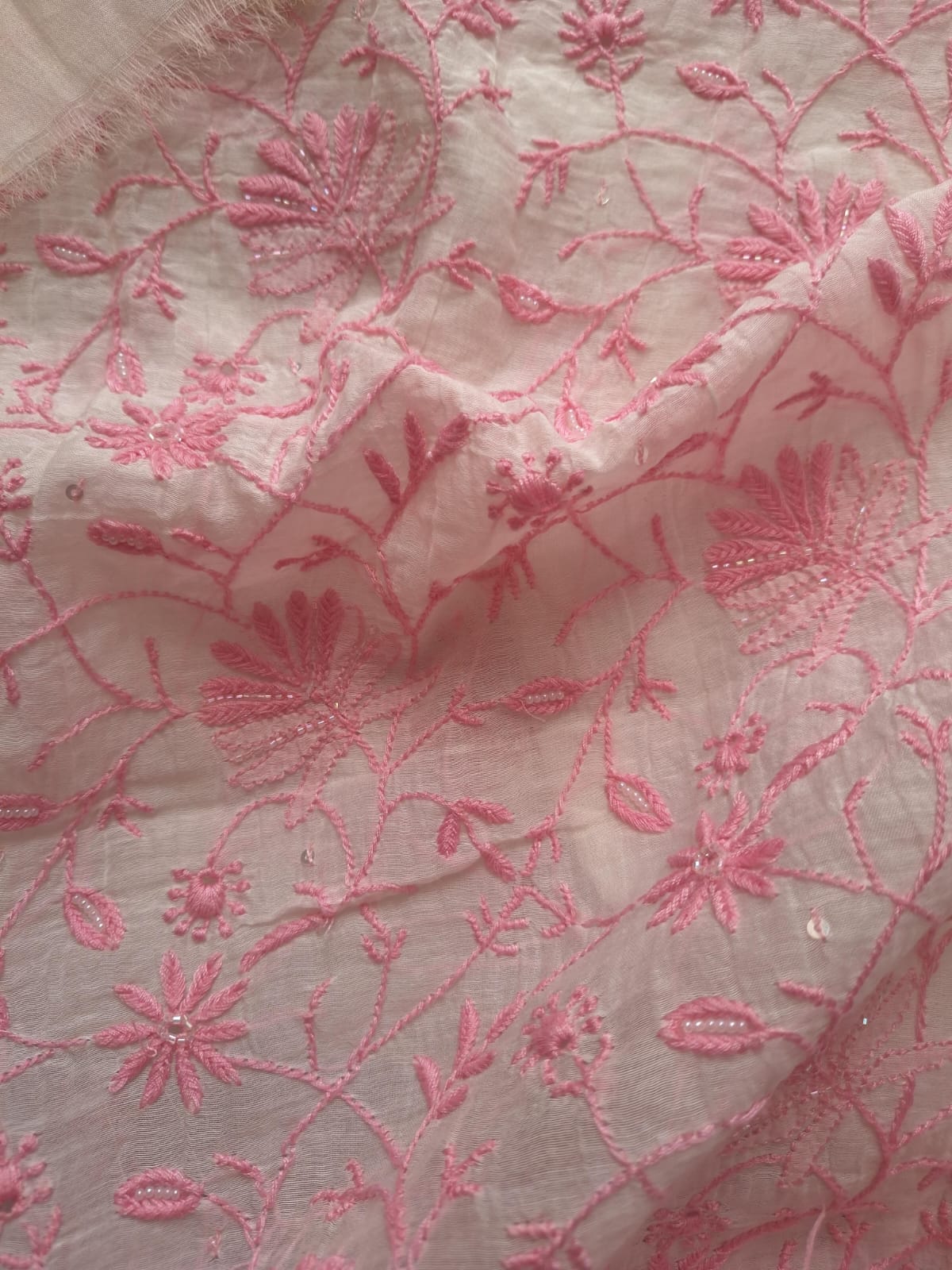 Mul Chanderi kurta dupatta with Fine chikankari and Embellishment