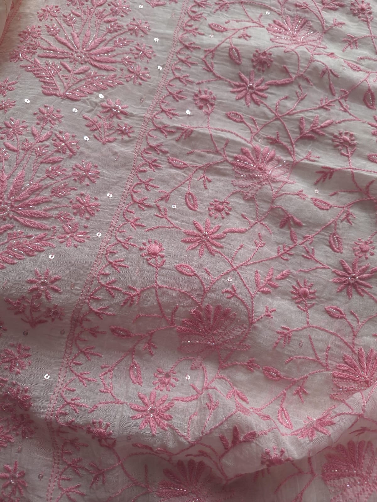 Mul Chanderi kurta dupatta with Fine chikankari and Embellishment