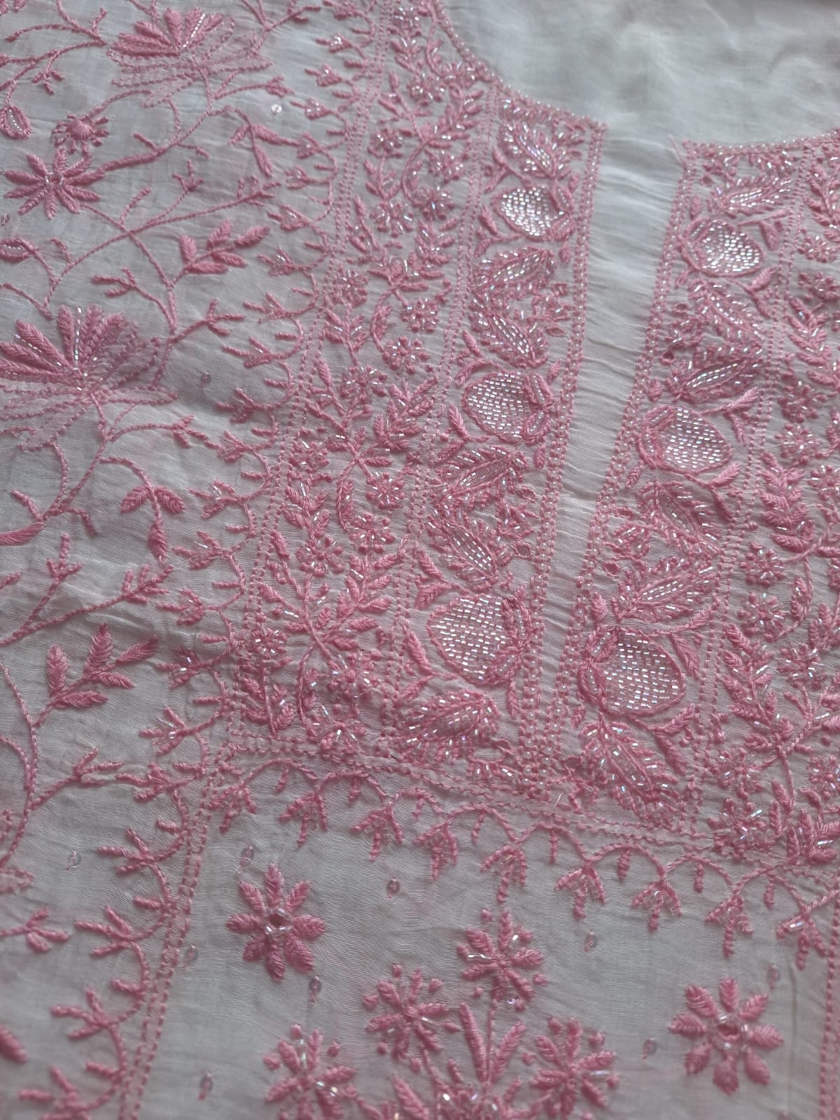 Mul Chanderi kurta dupatta with Fine chikankari and Embellishment