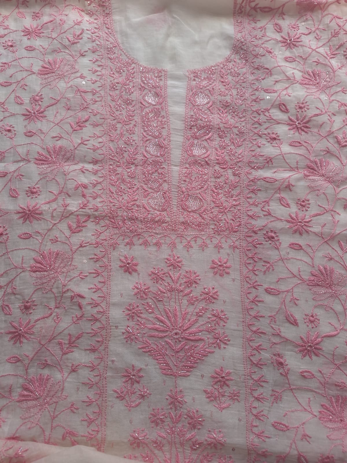 Mul Chanderi kurta dupatta with Fine chikankari and Embellishment