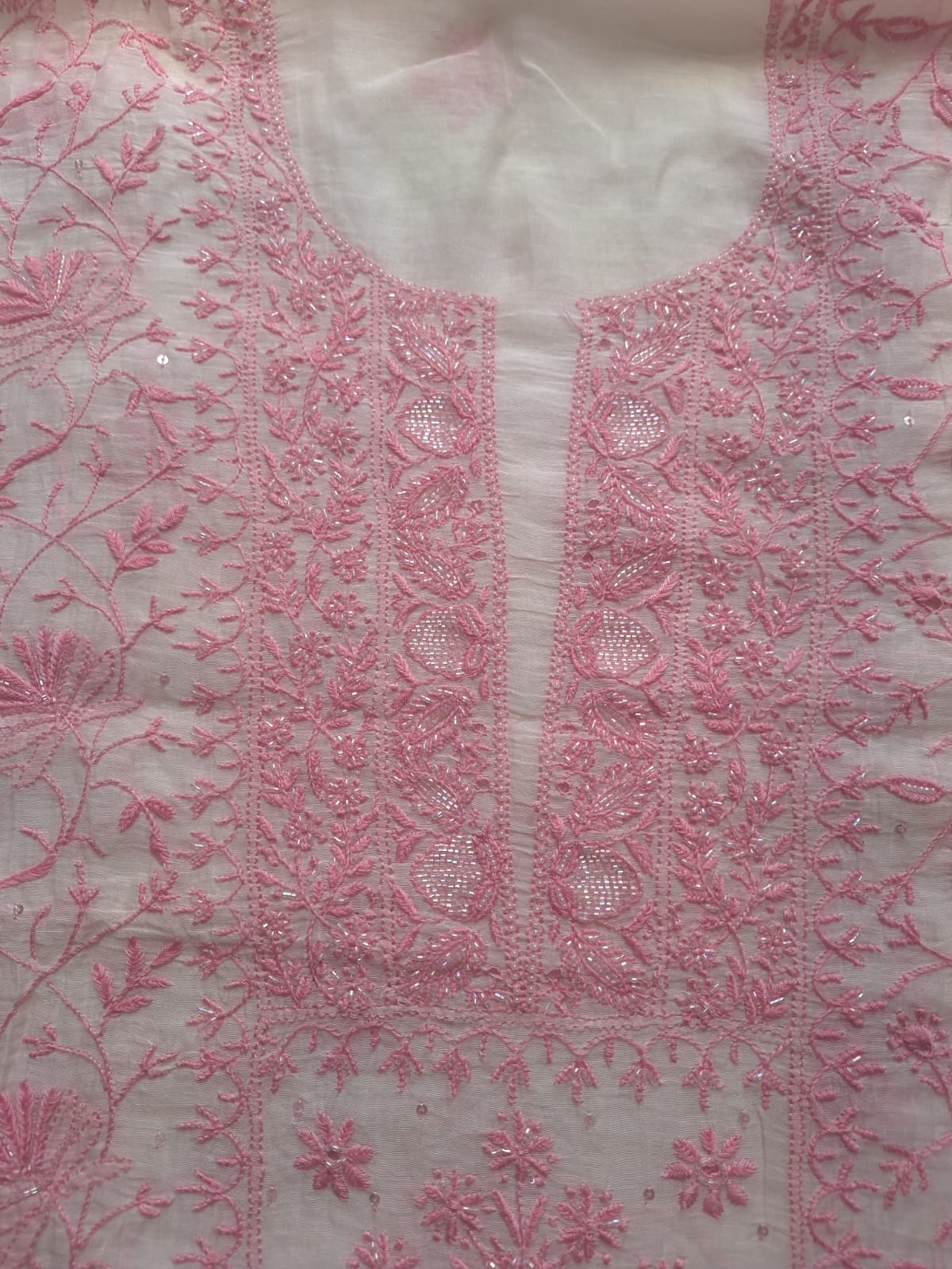 Mul Chanderi kurta dupatta with Fine chikankari and Embellishment