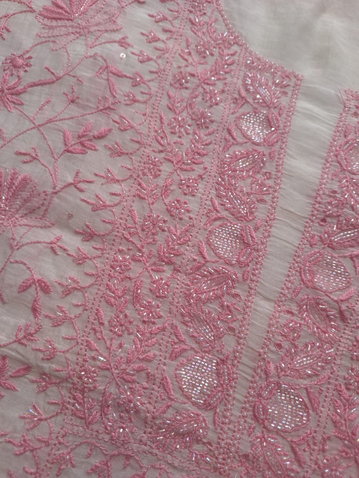 Mul Chanderi kurta dupatta with Fine chikankari and Embellishment