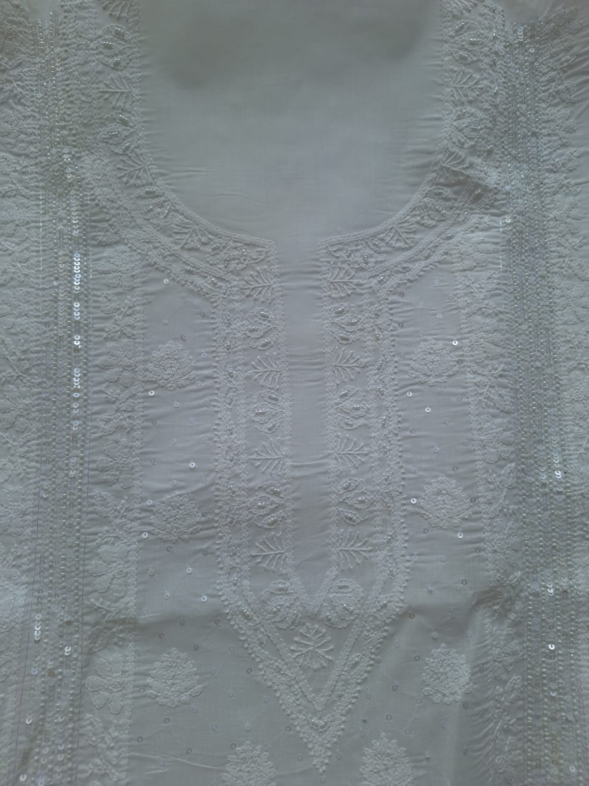 White Cotton Full set with Chikankari and embellishments