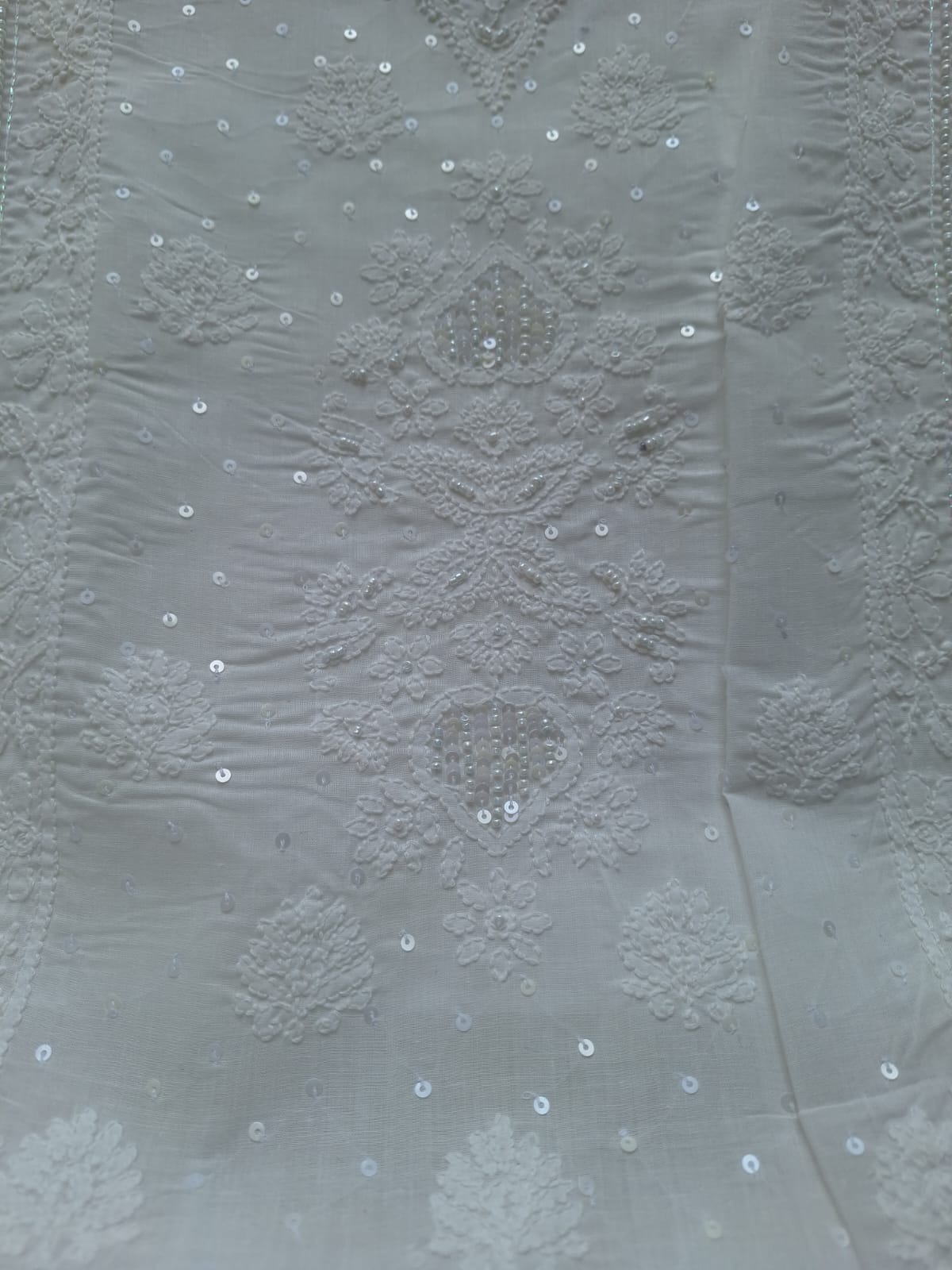 White Cotton Full set with Chikankari and embellishments