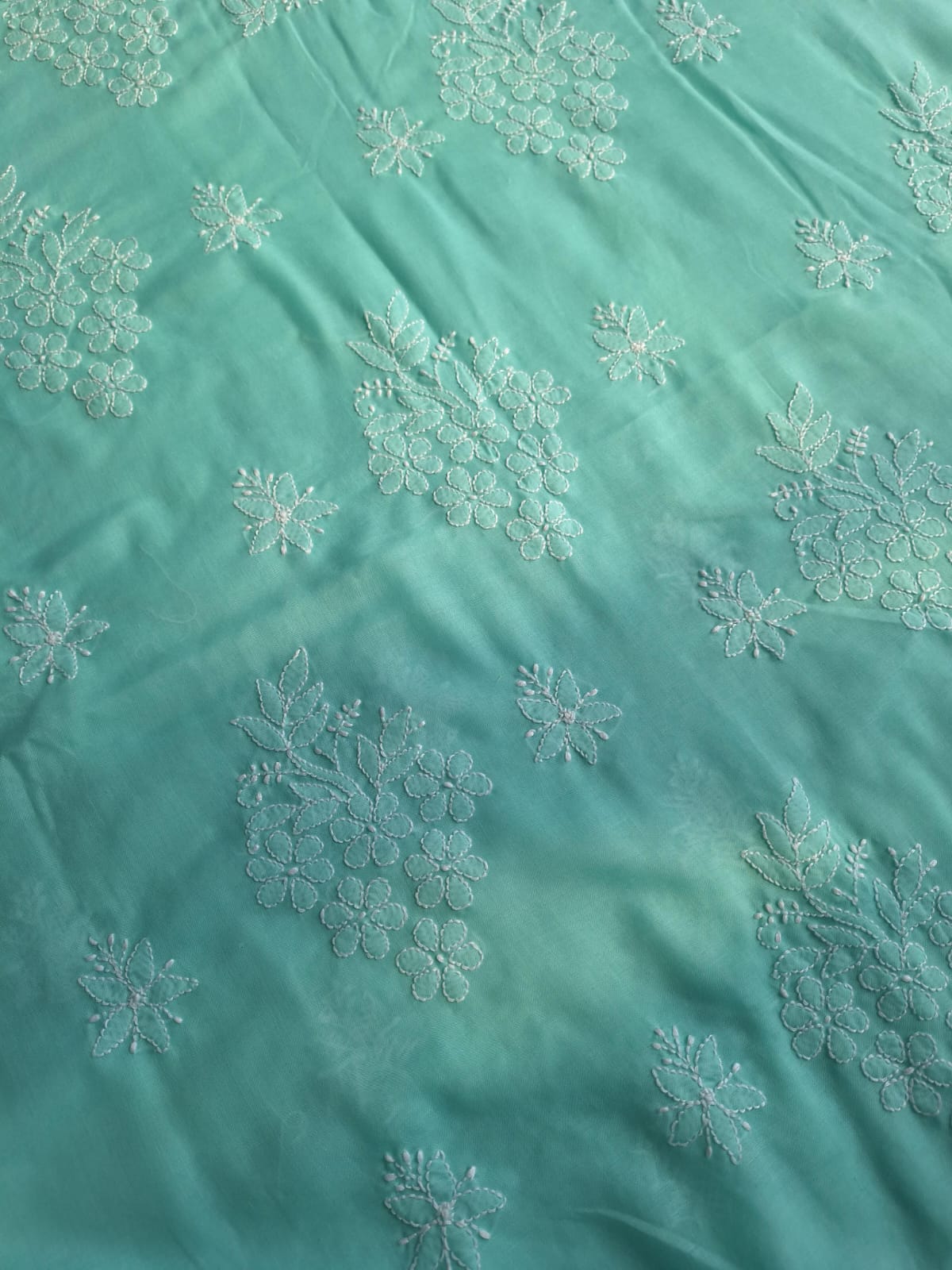 Sea Green Cotton Suit with Fine Handwork