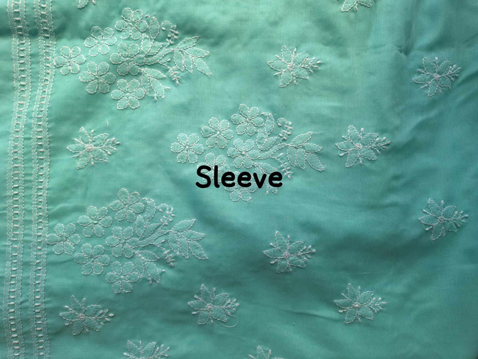 Sea Green Cotton Suit with Fine Handwork