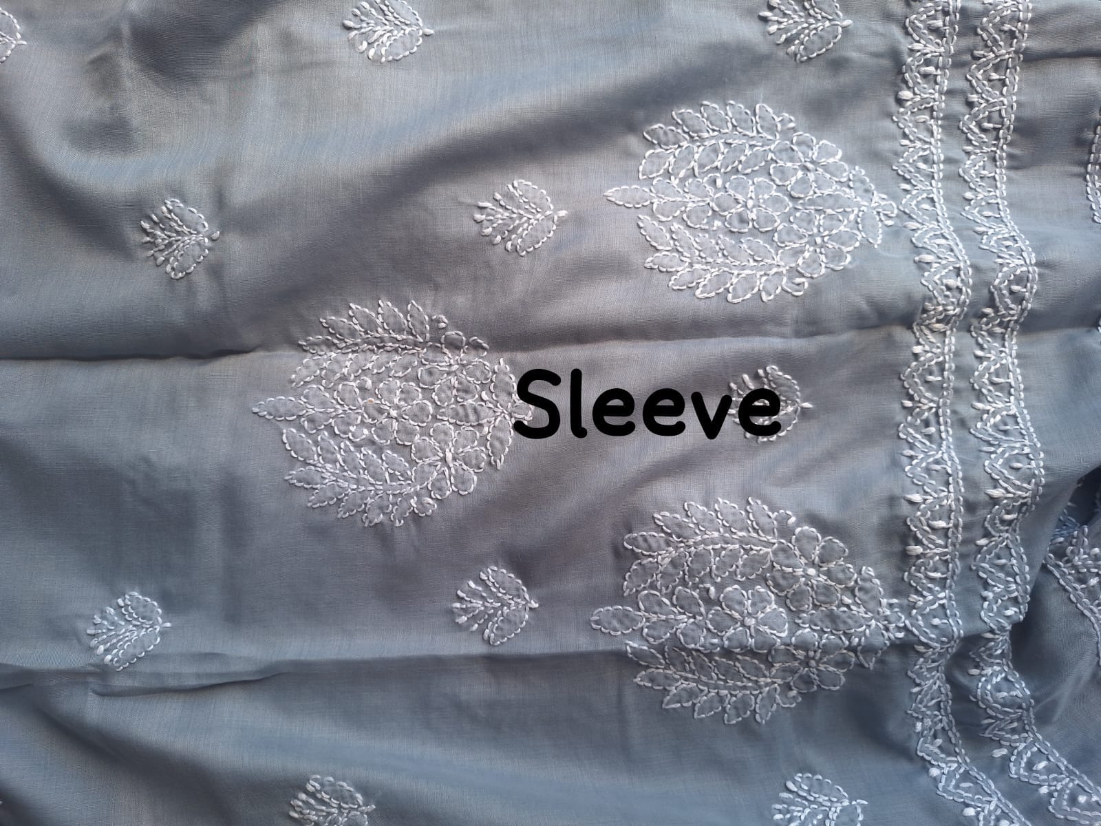 Grey Cotton Suit with Fine Handwork chikankari