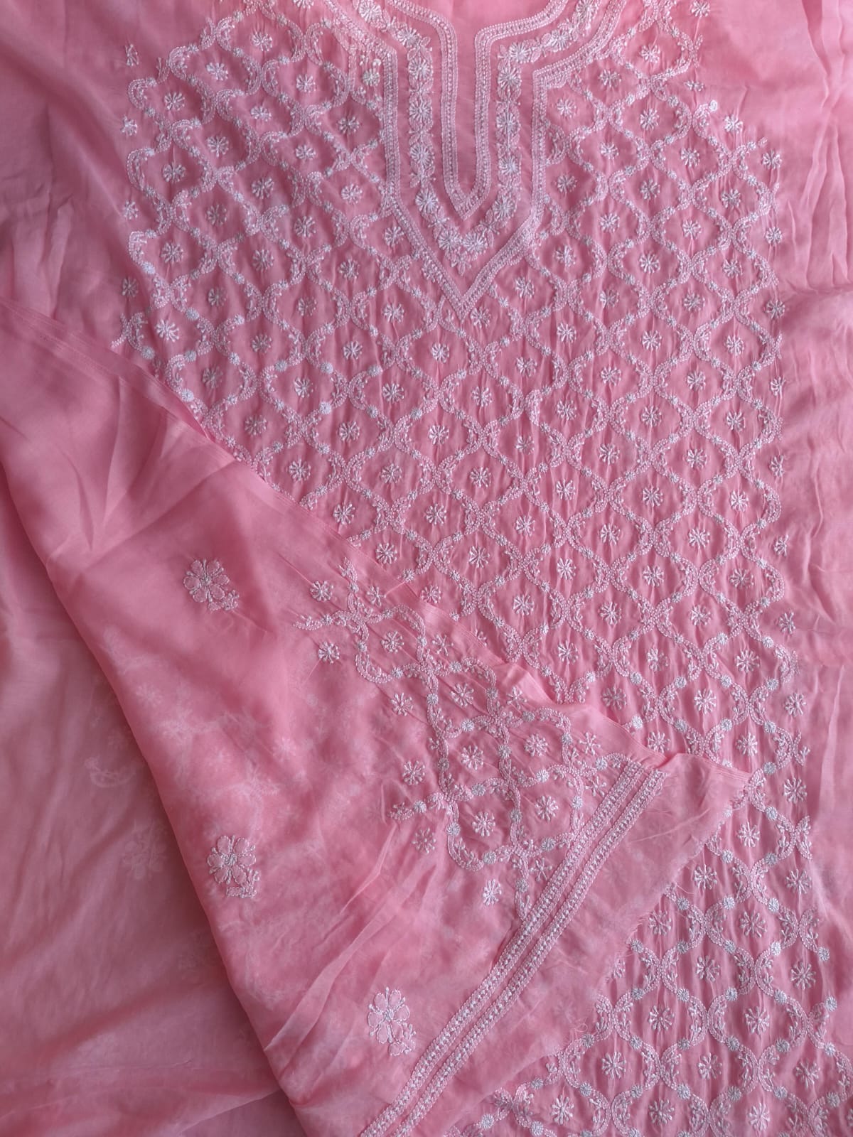 Cotton full suit with Jaalwork Chikankari and cotton dupatta