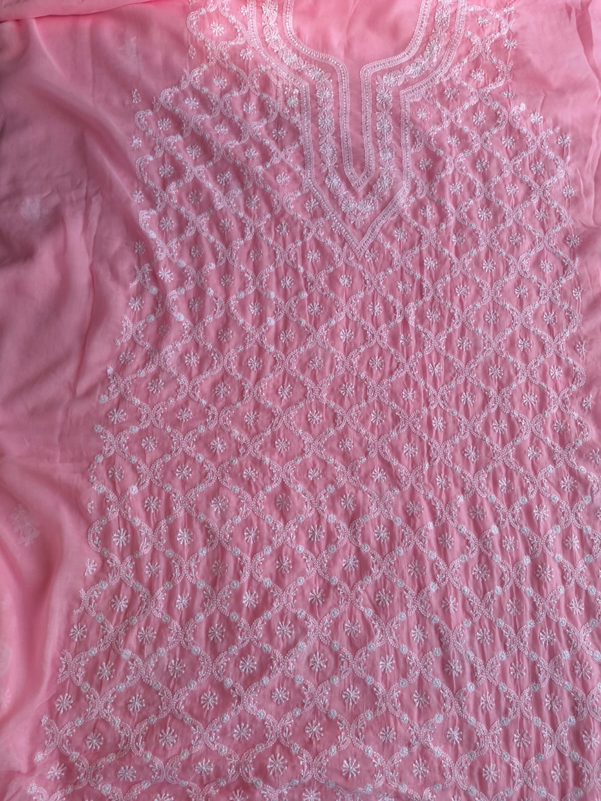 Cotton full suit with Jaalwork Chikankari and cotton dupatta