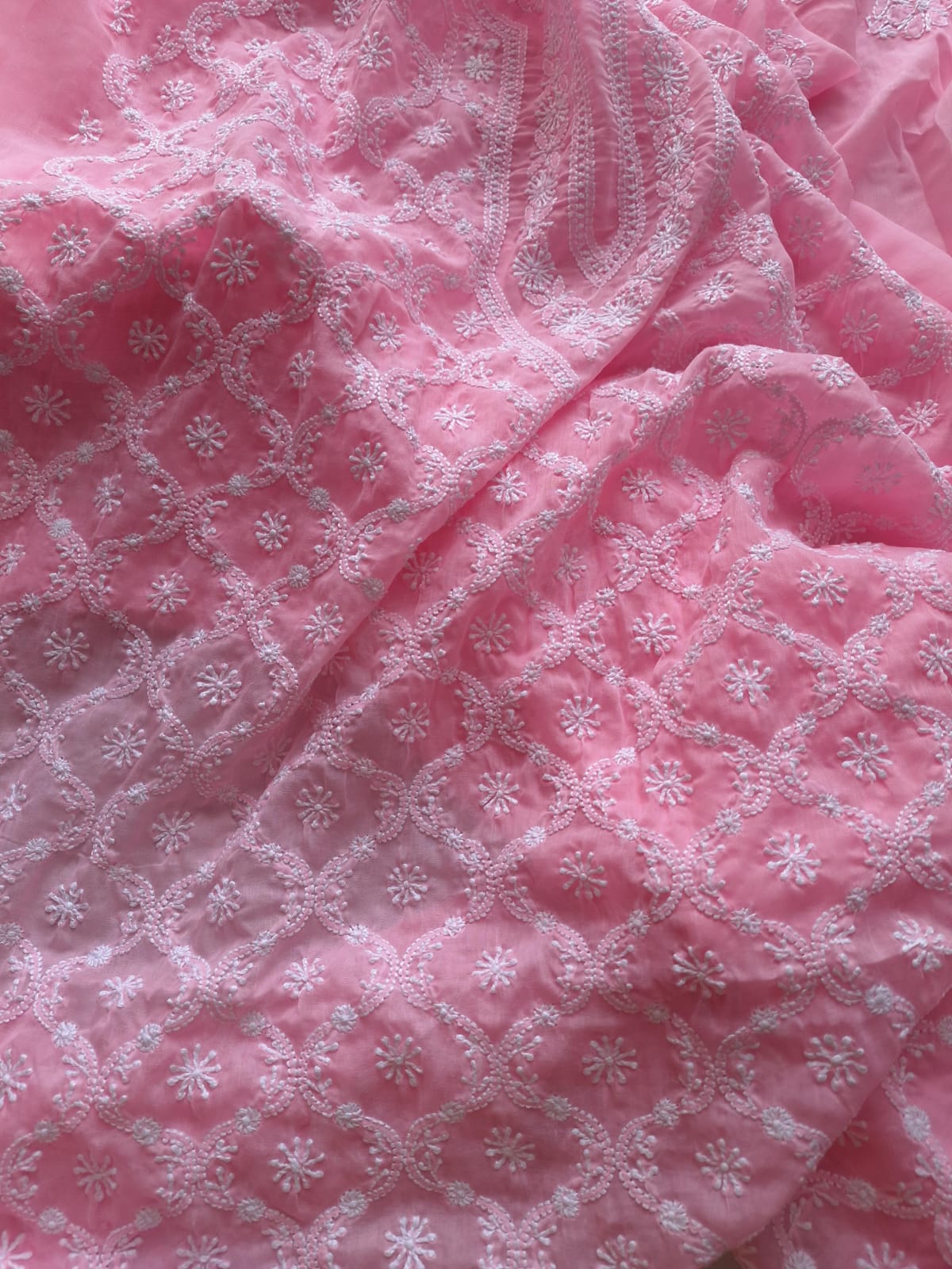 Cotton full suit with Jaalwork Chikankari and cotton dupatta