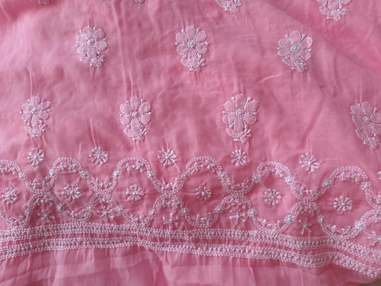 Cotton full suit with Jaalwork Chikankari and cotton dupatta