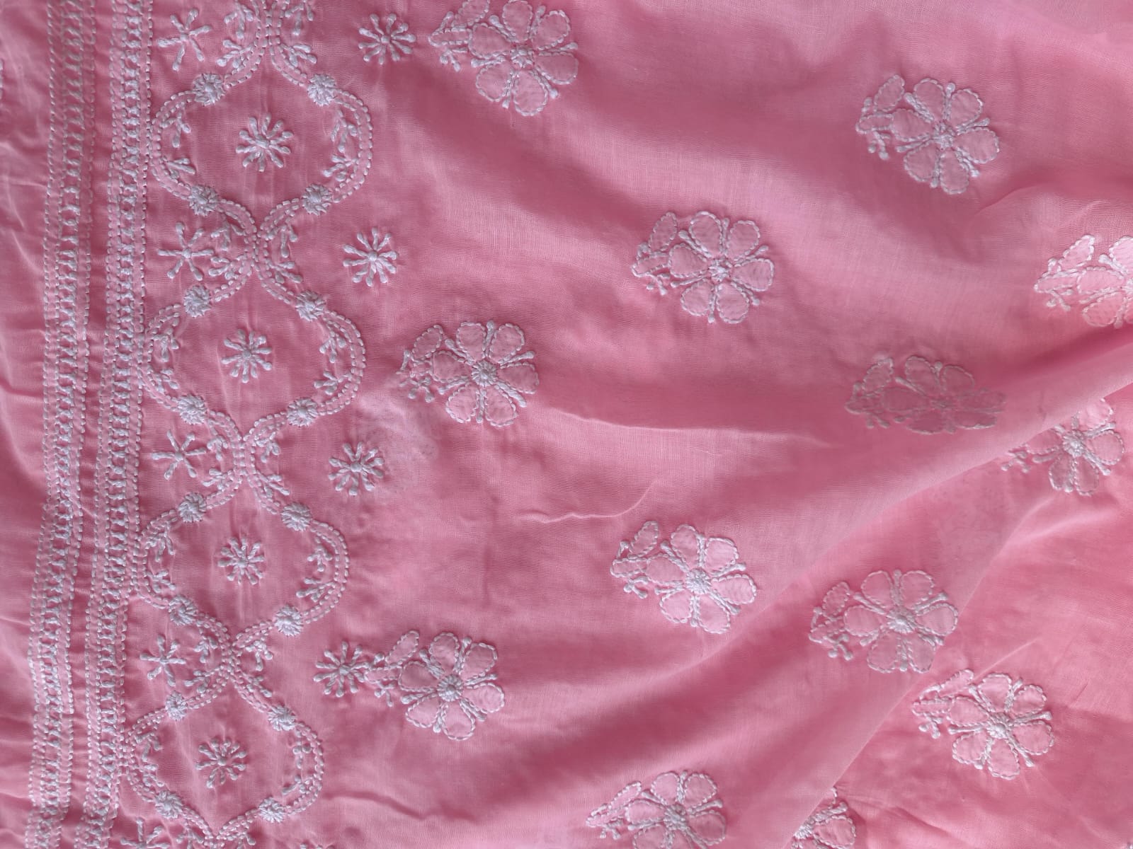 Cotton full suit with Jaalwork Chikankari and cotton dupatta