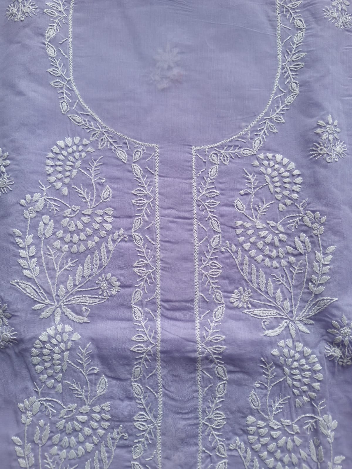 Lavender Cotton kurta fabric with handwork